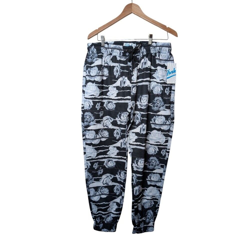 Fresh Prints of Bel-Air Men's XL Jogger Pants Black White Rose NWT D2319-Y2760
